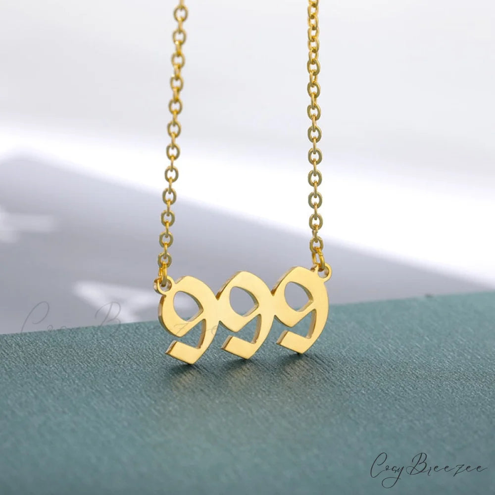 Angel Number Necklaces 999 / Gold Color