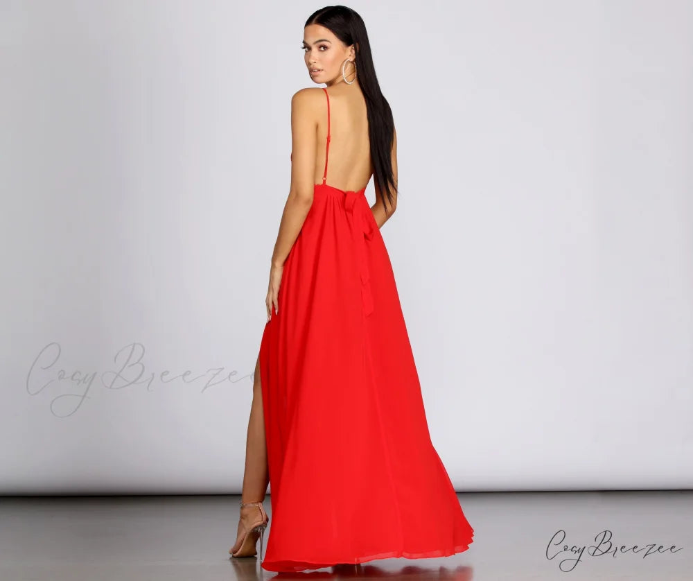 Angelique Formal High Charming Slit Lace Dress