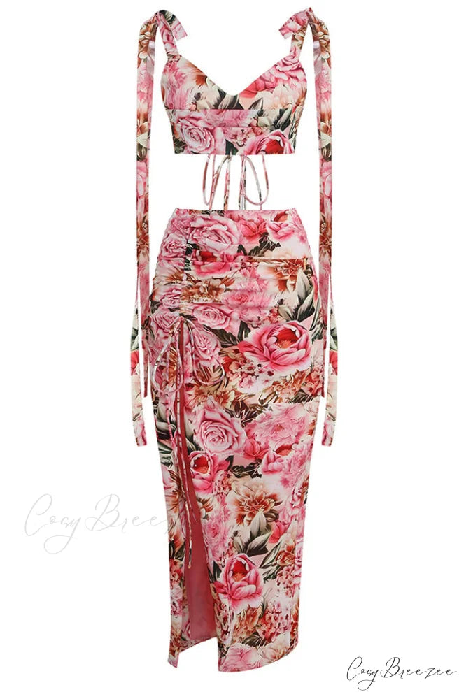 Annabella Floral Stylish Two Piece Set S / Pink