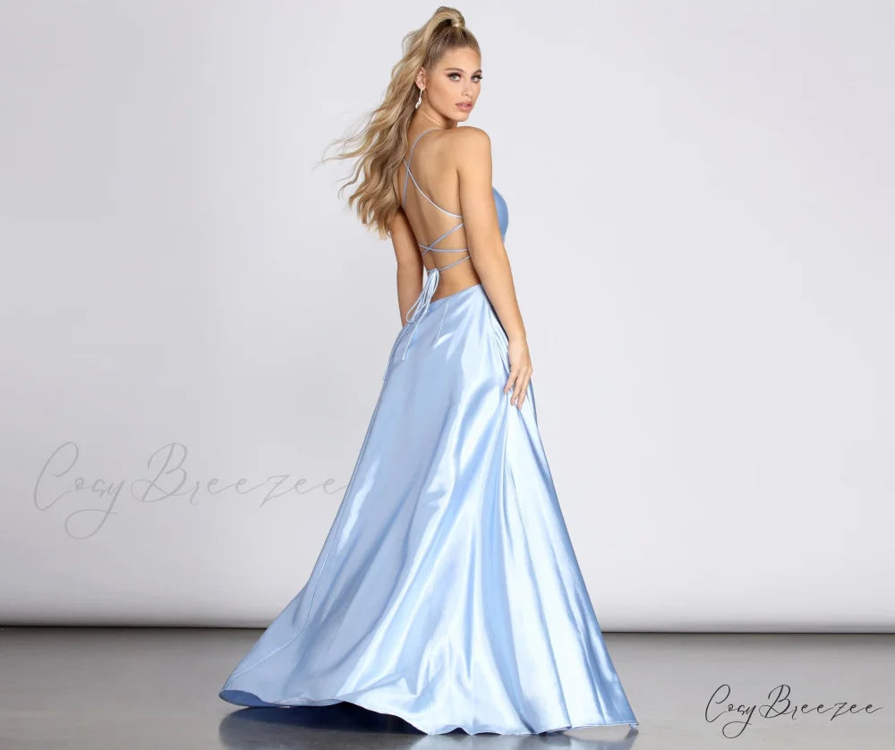 Anne Formal Stylish Lattice Satin Dress