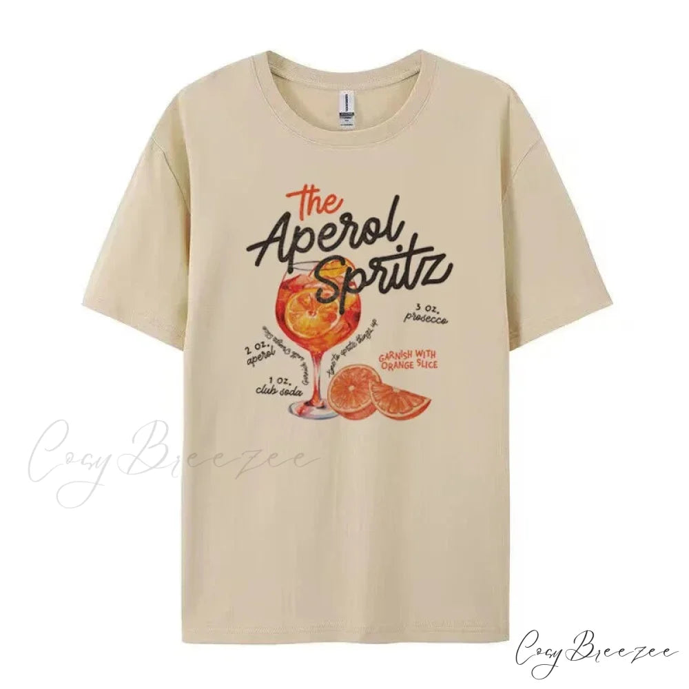 Aperol Spritz Retro Charming Cocktail Graphic Tees Khaki / XXL