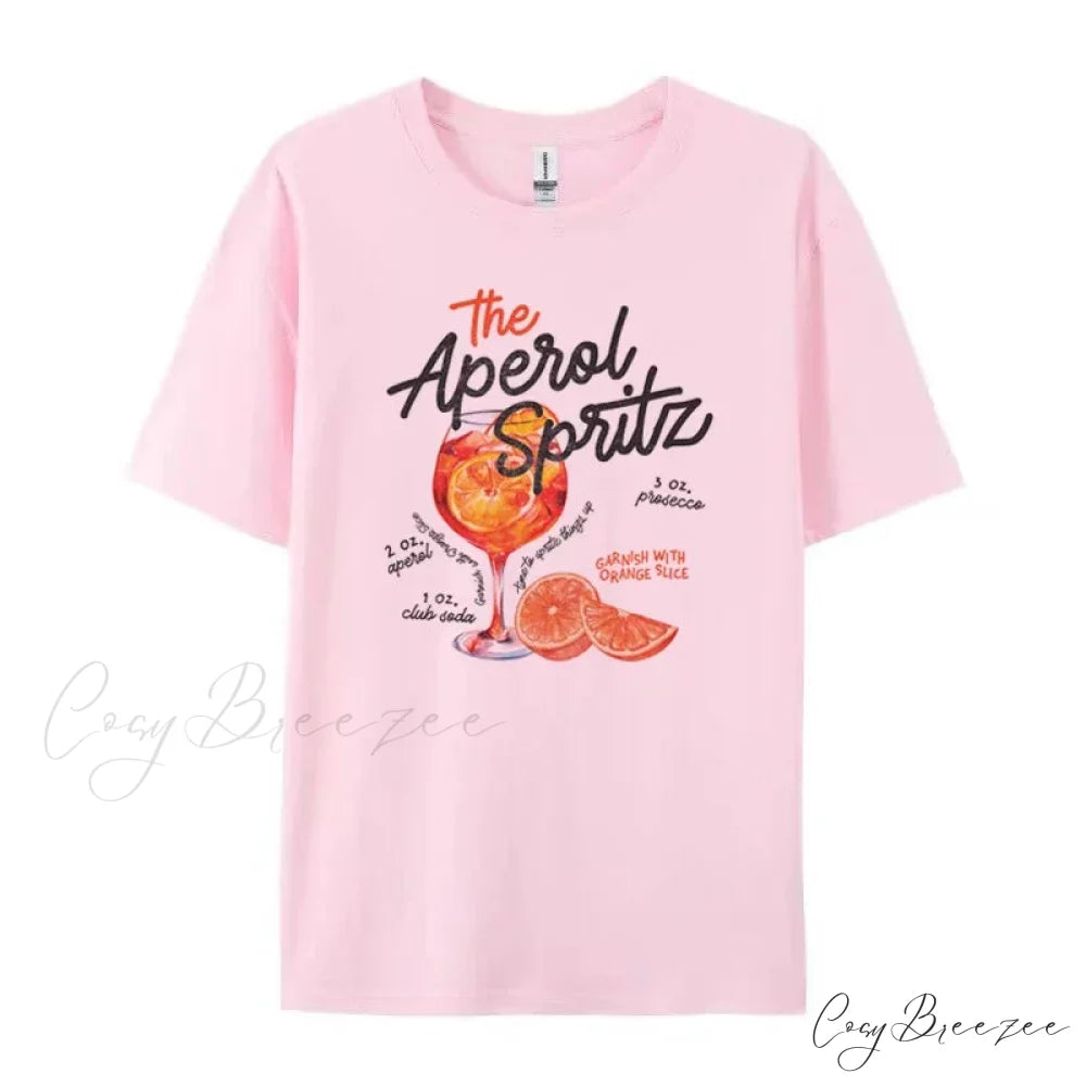 Aperol Spritz Retro Charming Cocktail Graphic Tees Pink / XXL