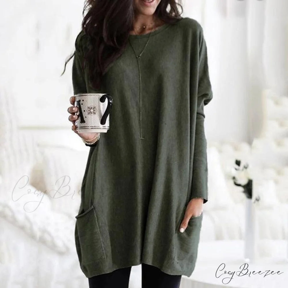 Arm Long Casual with Women’s Top Pocket Army Green / S