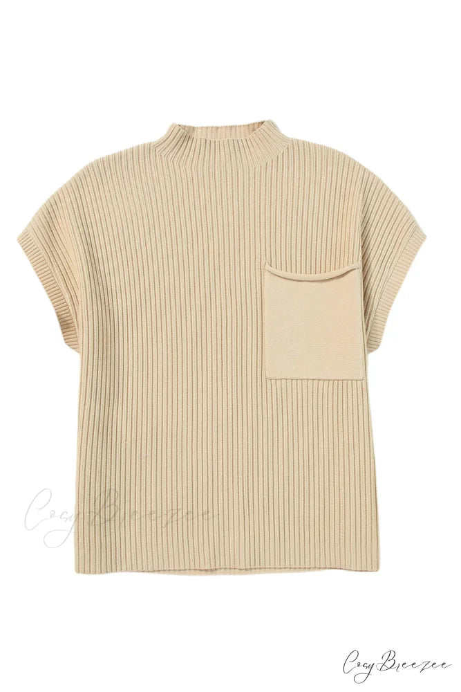 Arm Oatmeal Brief Knit Patch Ribbed with Sweater Pocket