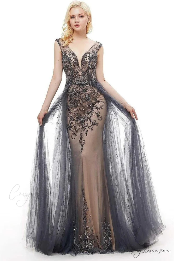 Asheville Embellished Graceful Backless Maxi Dress