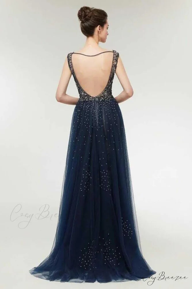 Asheville Embellished Graceful Backless Maxi Dress
