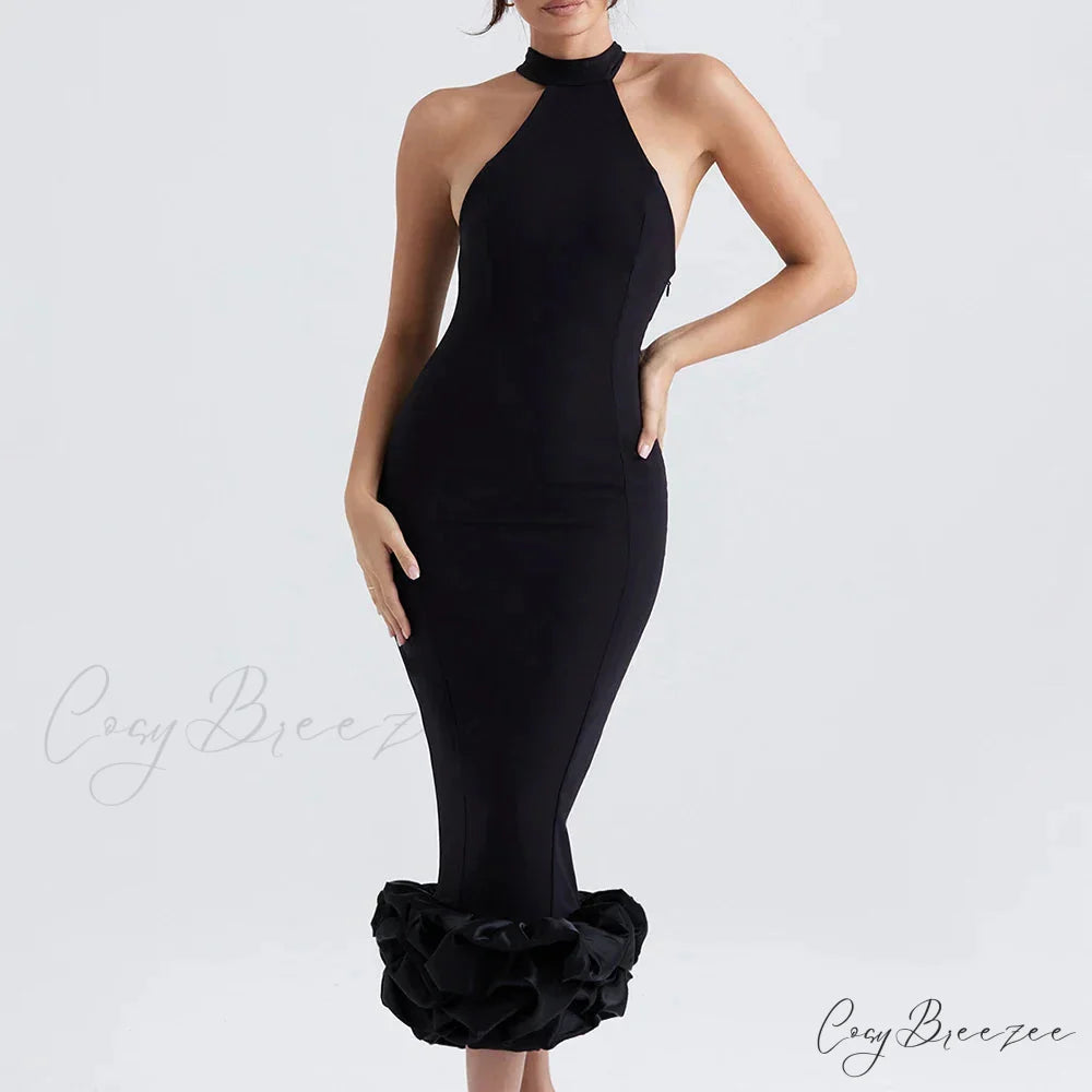ASHLEY Elegant MAXI DRESS Black / S