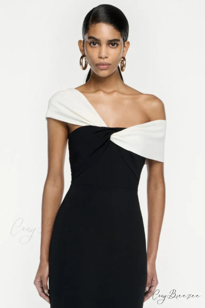 Asymmetric Off Stylish Shoulder Maxi Dress