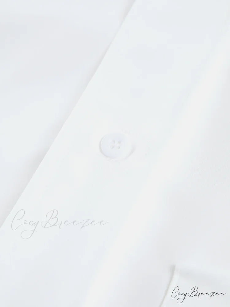 Asymmetrical Pocket Button Trendy Collar Crop Shirt