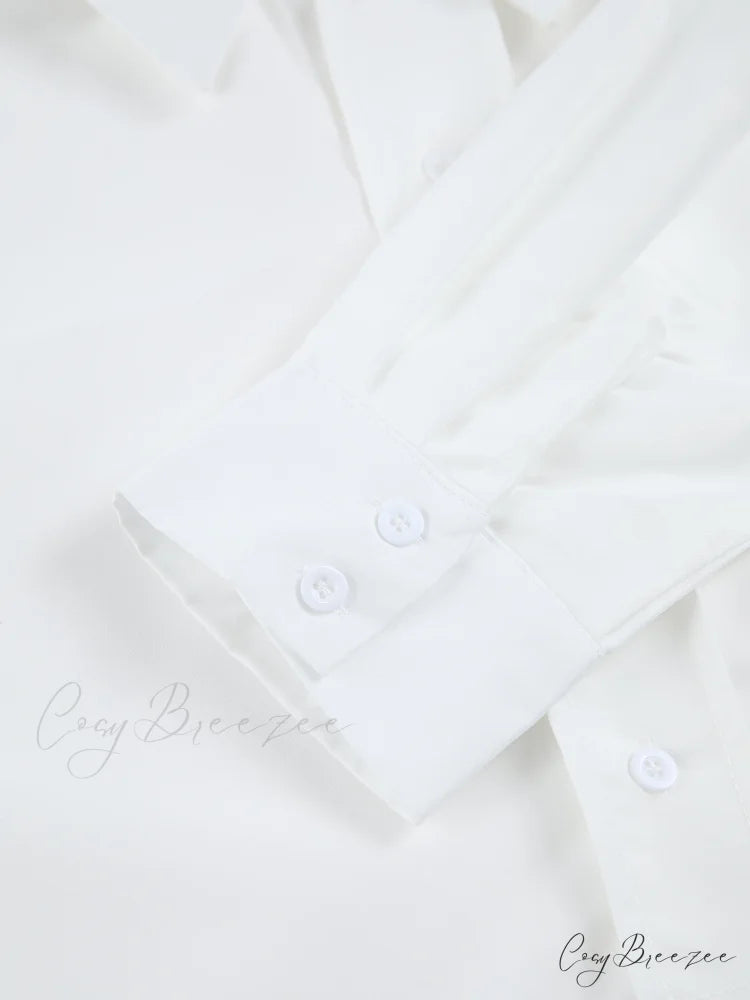 Asymmetrical Pocket Button Trendy Collar Crop Shirt