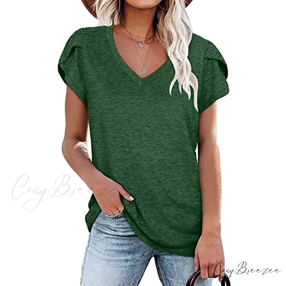 Athleisure Top V-Neck for Women Green / S