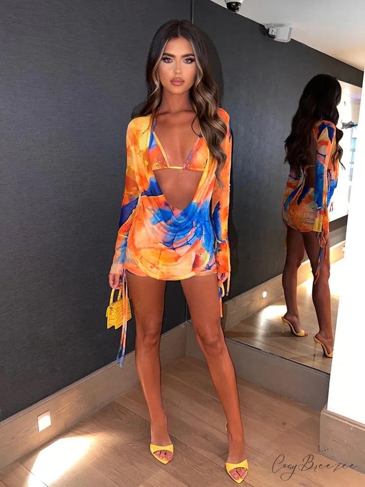 AURORA THREE Stylish PIECE SET Orange / S