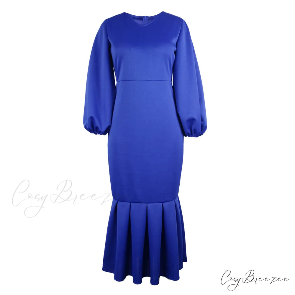 Autumn Spring Occasion Female V Neck Event BerryBetty Gown African Puff Sexy Bodycon Women Fashion Robes Sleeves Party