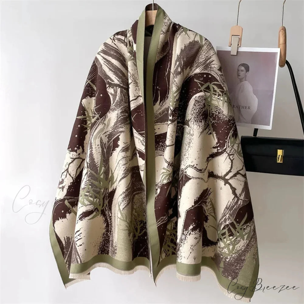 Autumn Winter Cashmere Blanket Scarf black2 scarf-241228