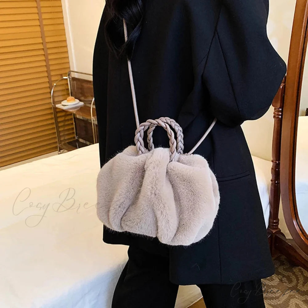 Autumn Winter Faux Fur Pleated Fashion Crossbody Handbag handbag-250126