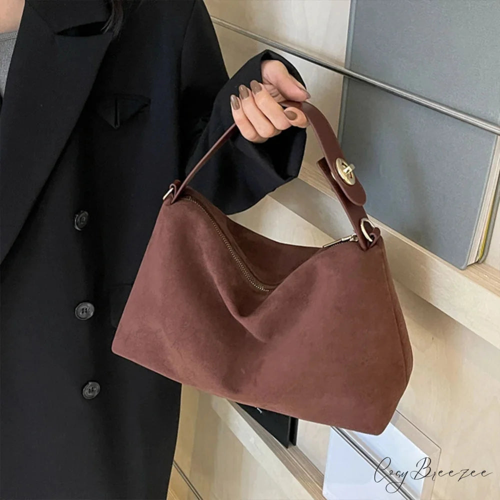 Autumn Winter Matte Suede Cow Leather Bag handbag-250126
