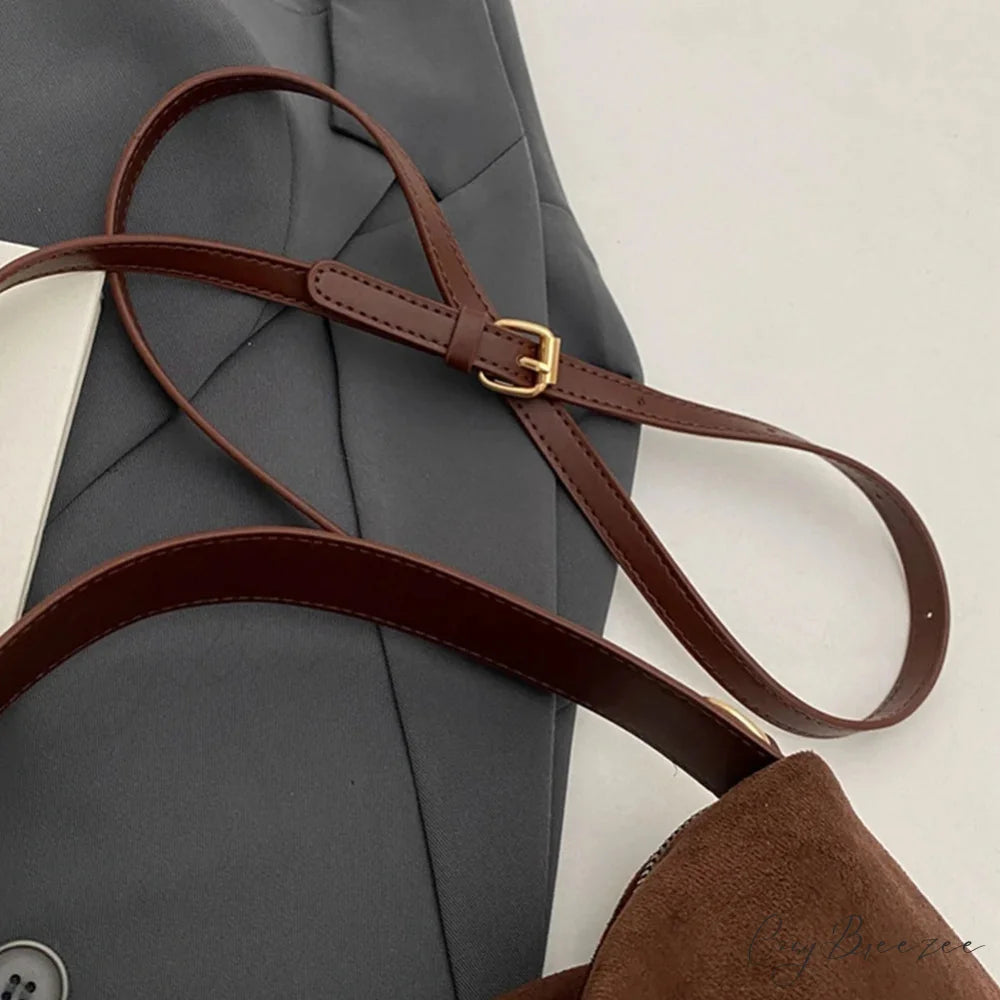 Autumn Winter Matte Suede Cow Leather Bag handbag-250126