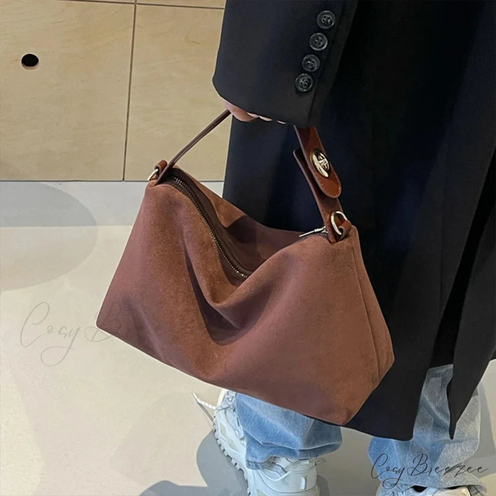 Autumn Winter Matte Suede Cow Leather Bag handbag-250126