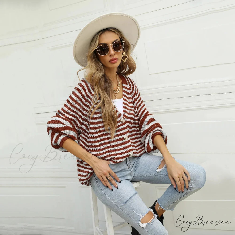 Autumn Winter Warm Casual Knitted Long Sleeve Cardigan Christmas Sweater