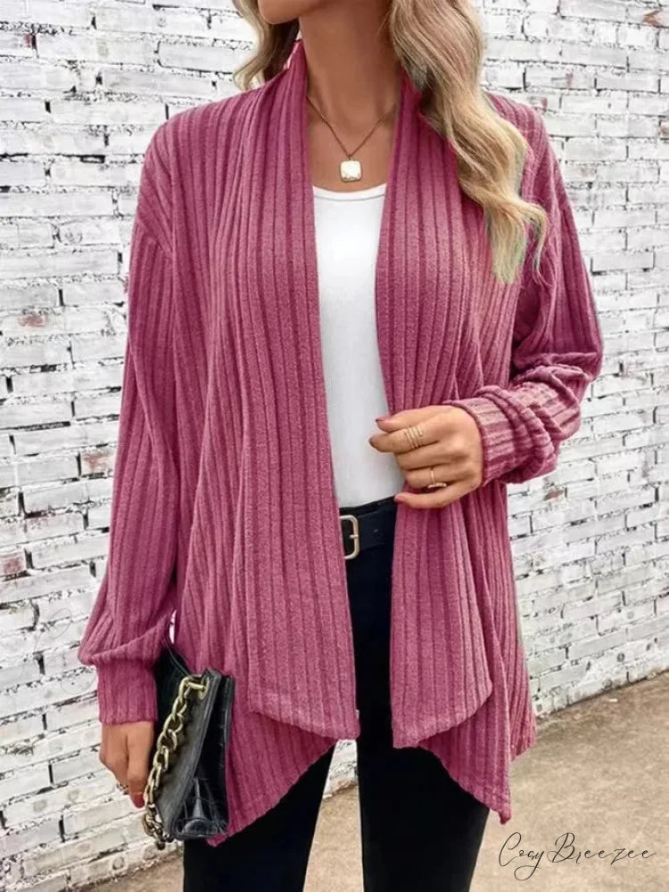 Autumnal Winter Cozy Long Sleeve Loose Plain Casual Comfortable Soft Stylish Sweater RED / S