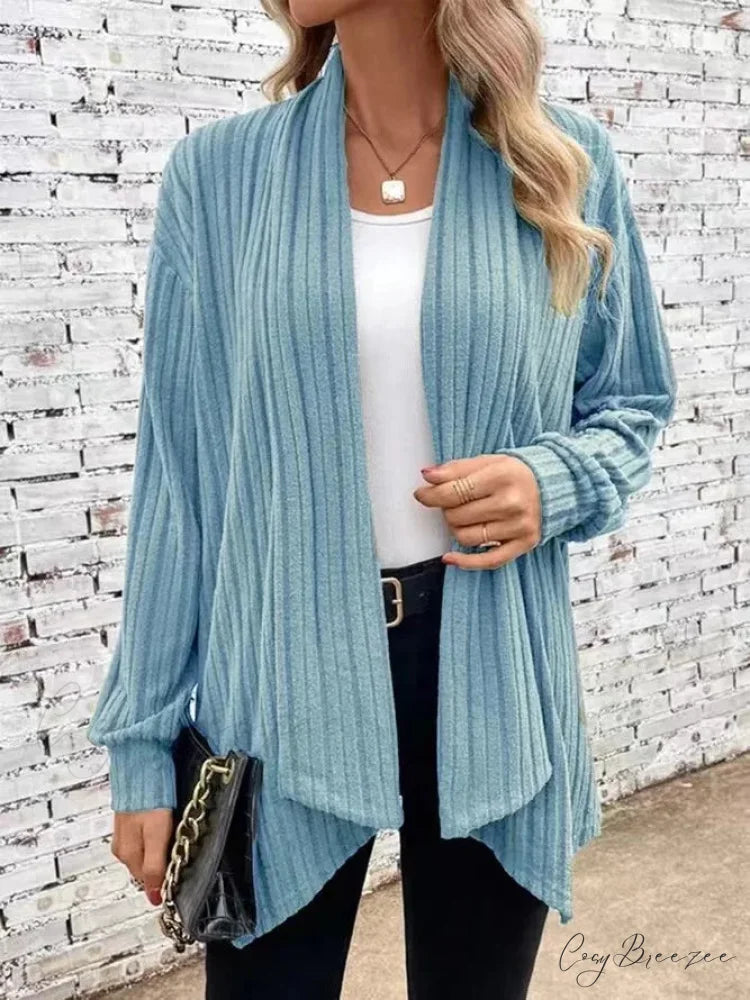 Autumnal Winter Cozy Long Sleeve Loose Plain Casual Comfortable Soft Stylish Sweater SKY BLUE / S
