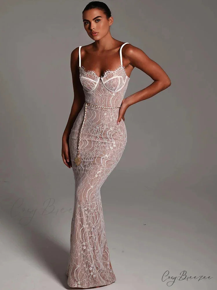 AVRIL Elegant MAXI DRESS M / White