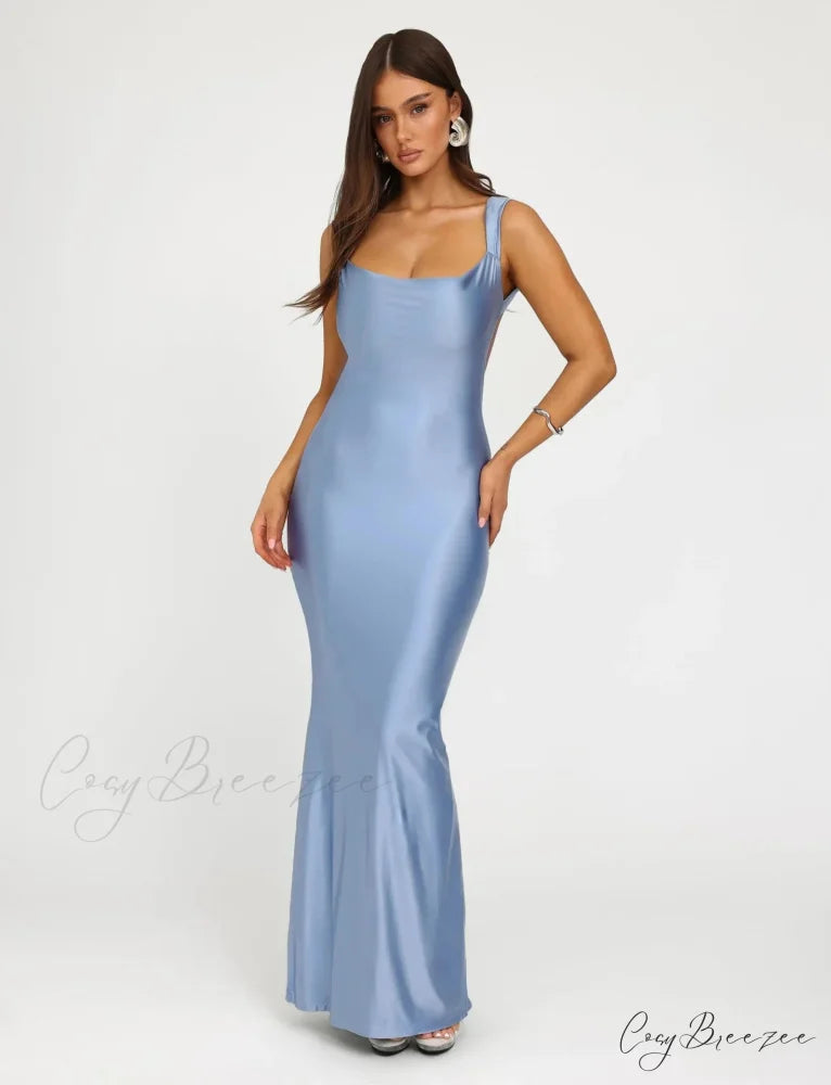 Backless Mermaid Satin Party Dress