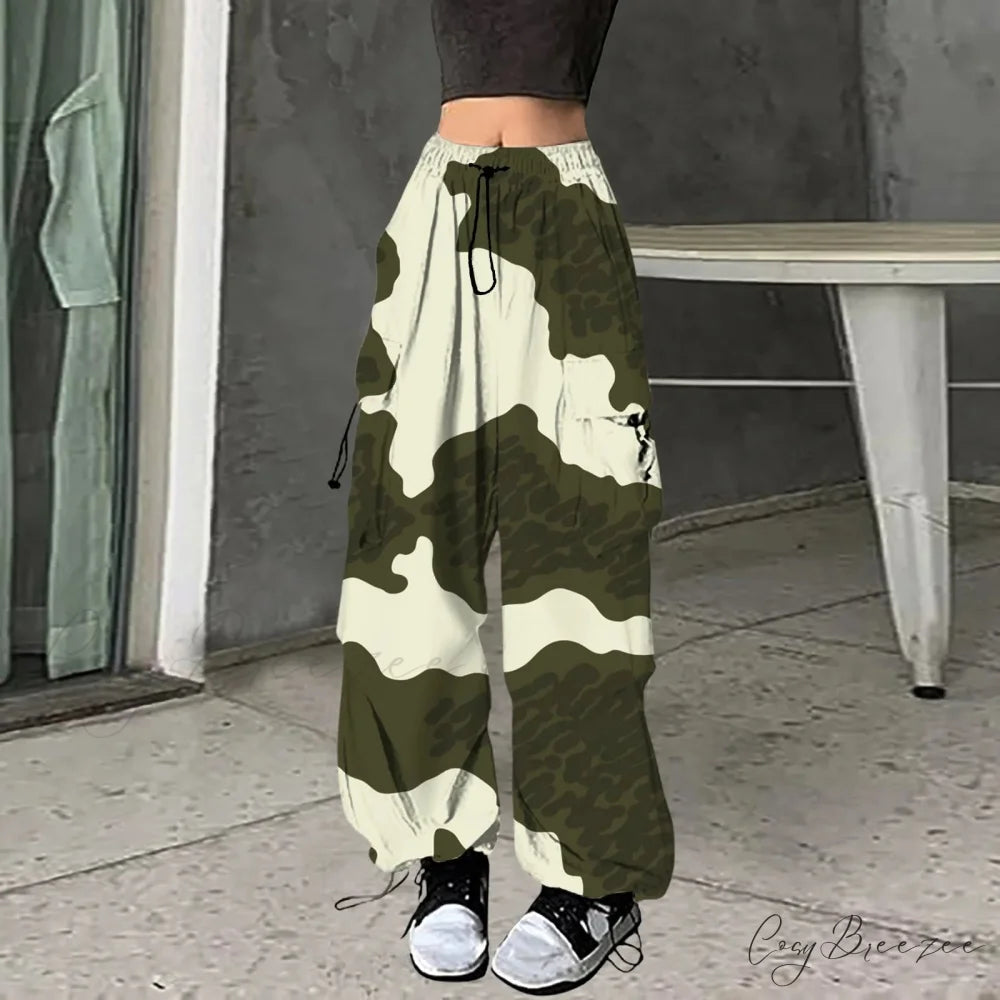 Baggy Camo Print Hip Hop Pants Green / S pants-241228