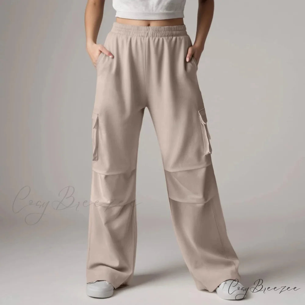 Baggy Cargo Sweatpants with Pockets Pants Khaki / S pants-241228