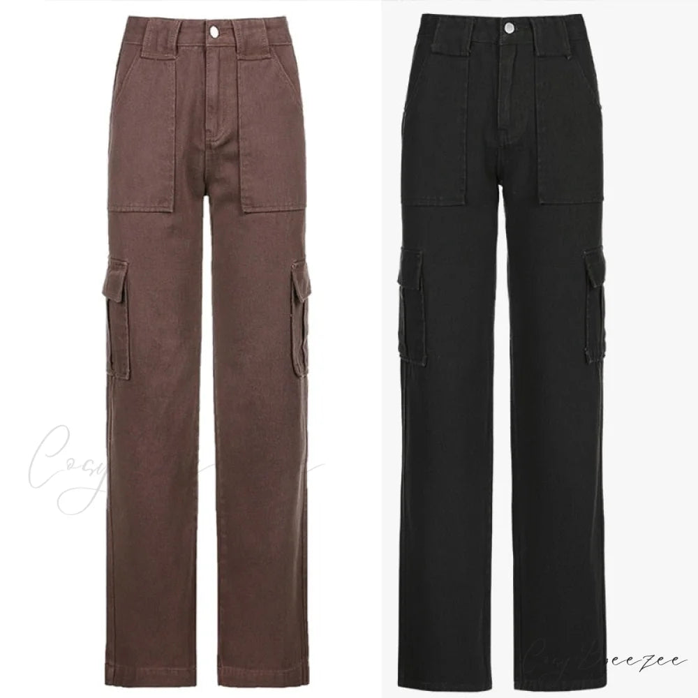 Baggy Jeans 90s Brown Women Vintage Streetwear