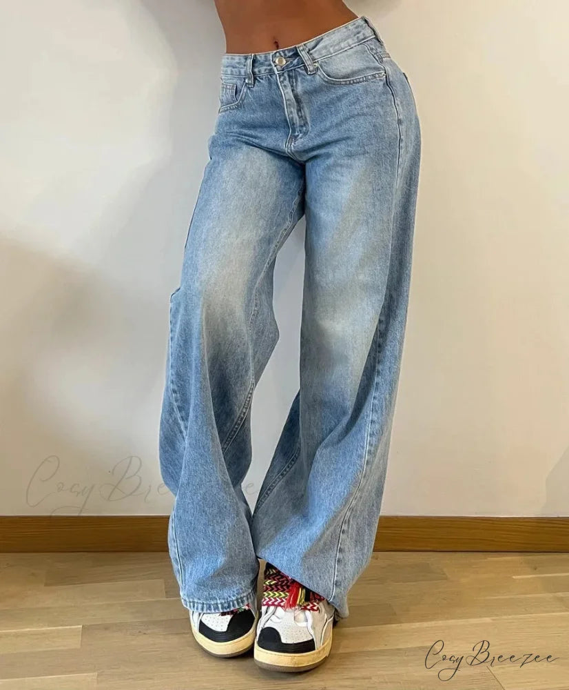 Baggy Straight Autumn Y2k Korean Fashion Streetwear High Waist Casual Denim Fashionable Jean