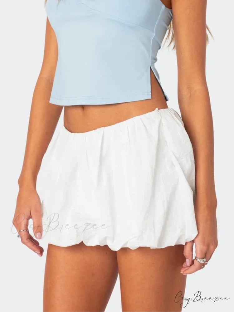 Balloon Layered Folded Skirt WHITE / S skirts-250223