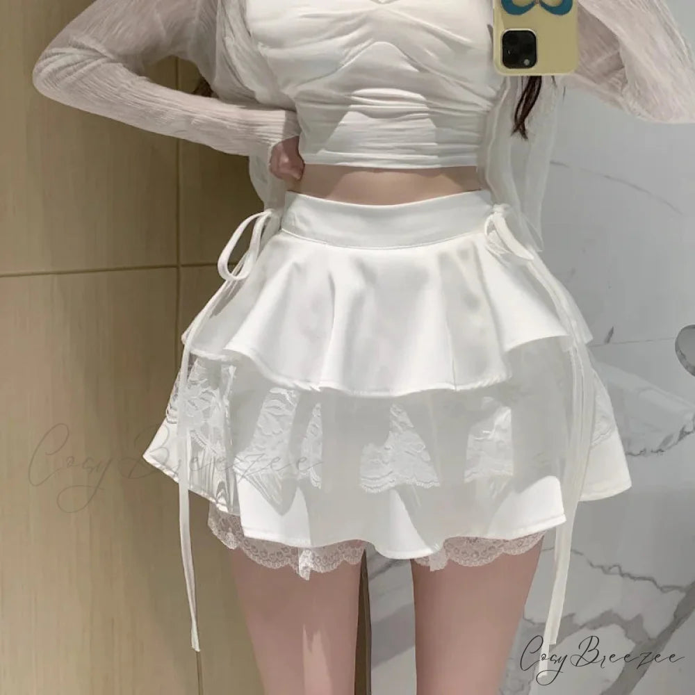 Bandage Lace Lolita Skirt White / S skirts-250223
