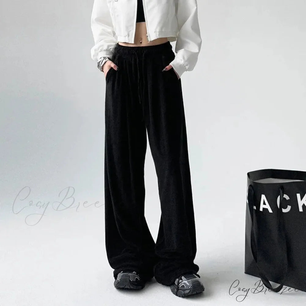Basic Grey Knit Jogger Pants Black / S pants-241228