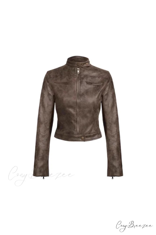 Bella Elegant Moto Jacket S / Chocolate