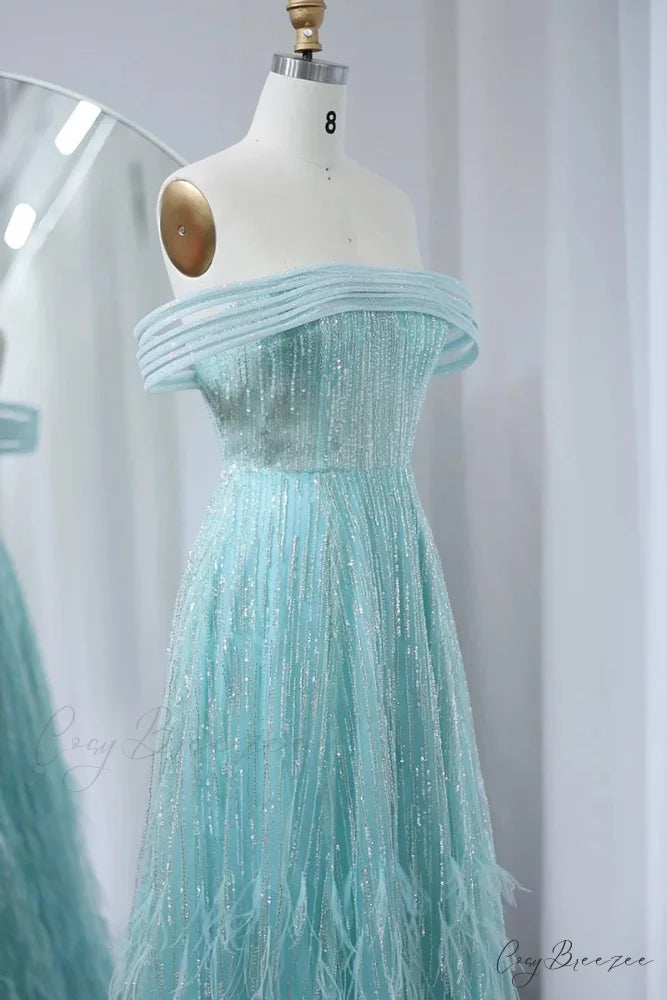 Bella Off-the-Shoulder Graceful Beaded Maxi Dress