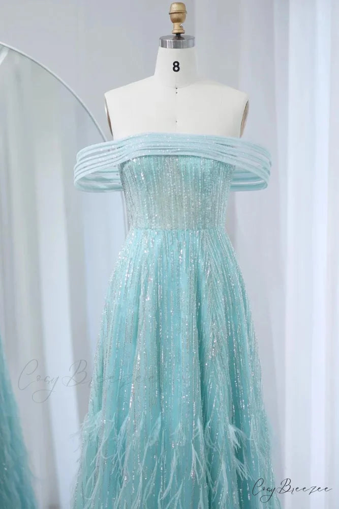 Bella Off-the-Shoulder Graceful Beaded Maxi Dress