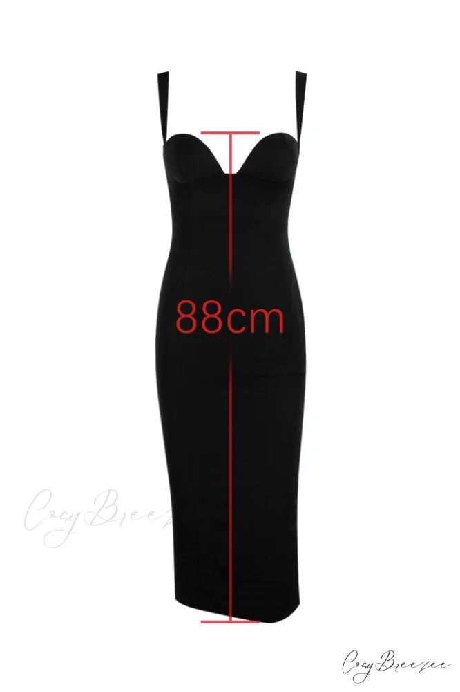 Bellissima Black Stylish Sweetheart Midi Dress