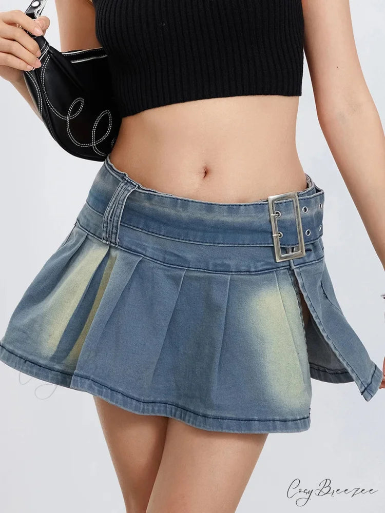 Belted Folded A-Line Skirt skirts-250223