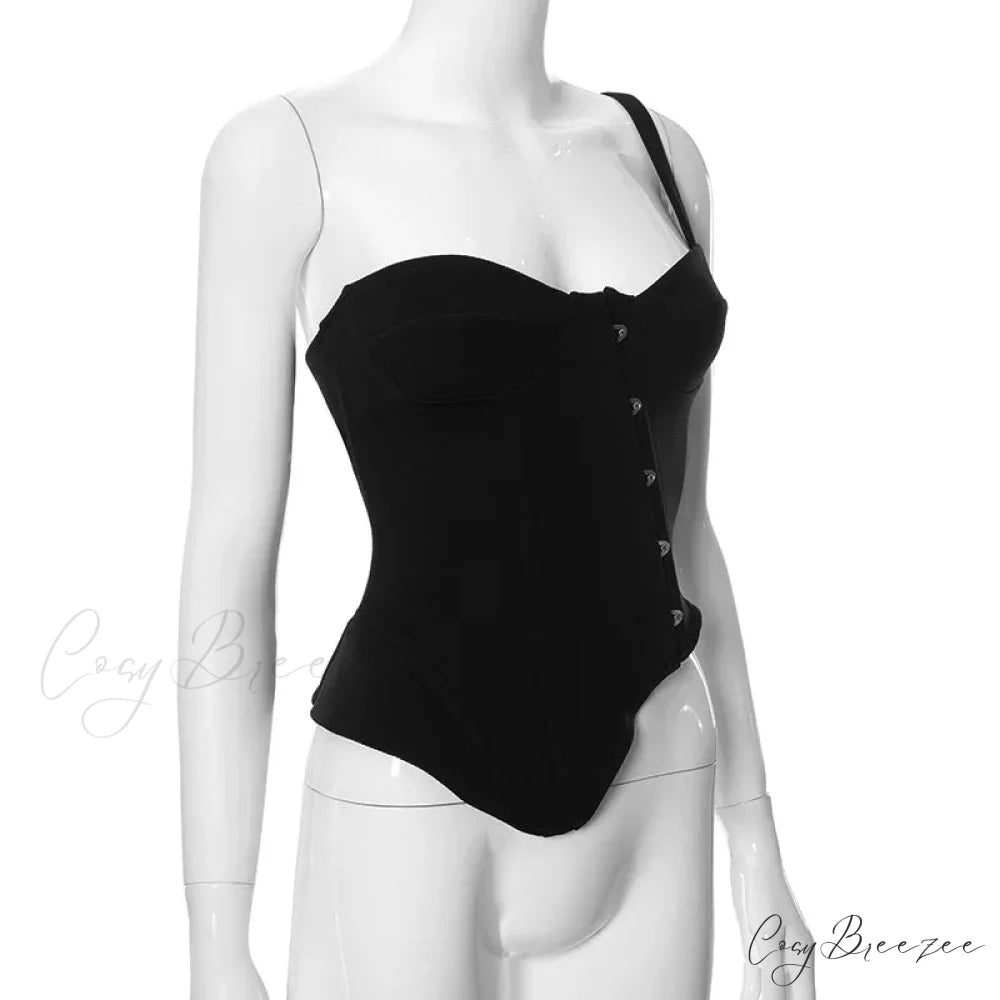 Black Asymetric Stylish Corset Top