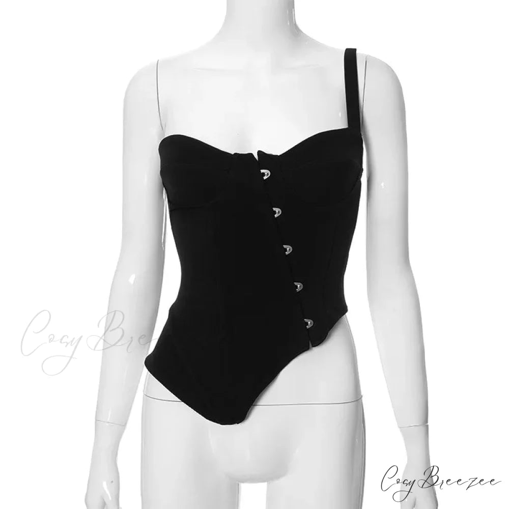 Black Asymetric Stylish Corset Top