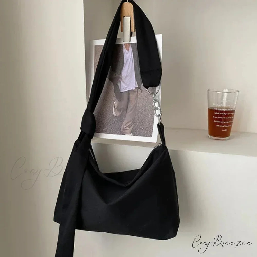 Black Crossbody with Chain Black shoulder-250126