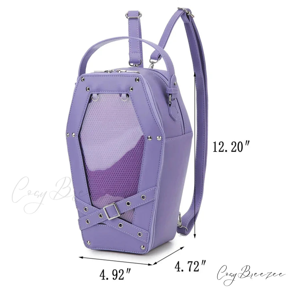 Black Gothic Pentagram Designer Casual Retro Unisex Women Fashion Leather Shoulder Bag PURPLE / ONE SIZE