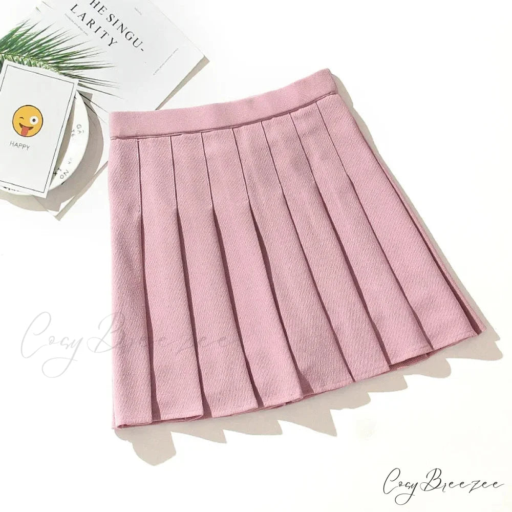 Black High Waist Pleated Vintage Gothic Streetwear Cross Print Skirt PINK / S