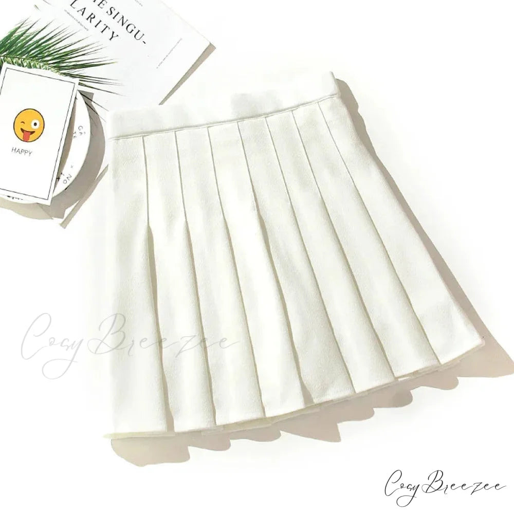 Black High Waist Pleated Vintage Gothic Streetwear Cross Print Skirt WHITE / S