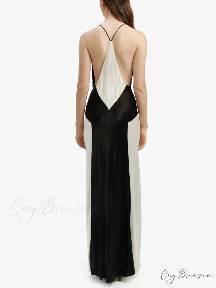 Black Ivory Stylish Contrast Maxi Dress