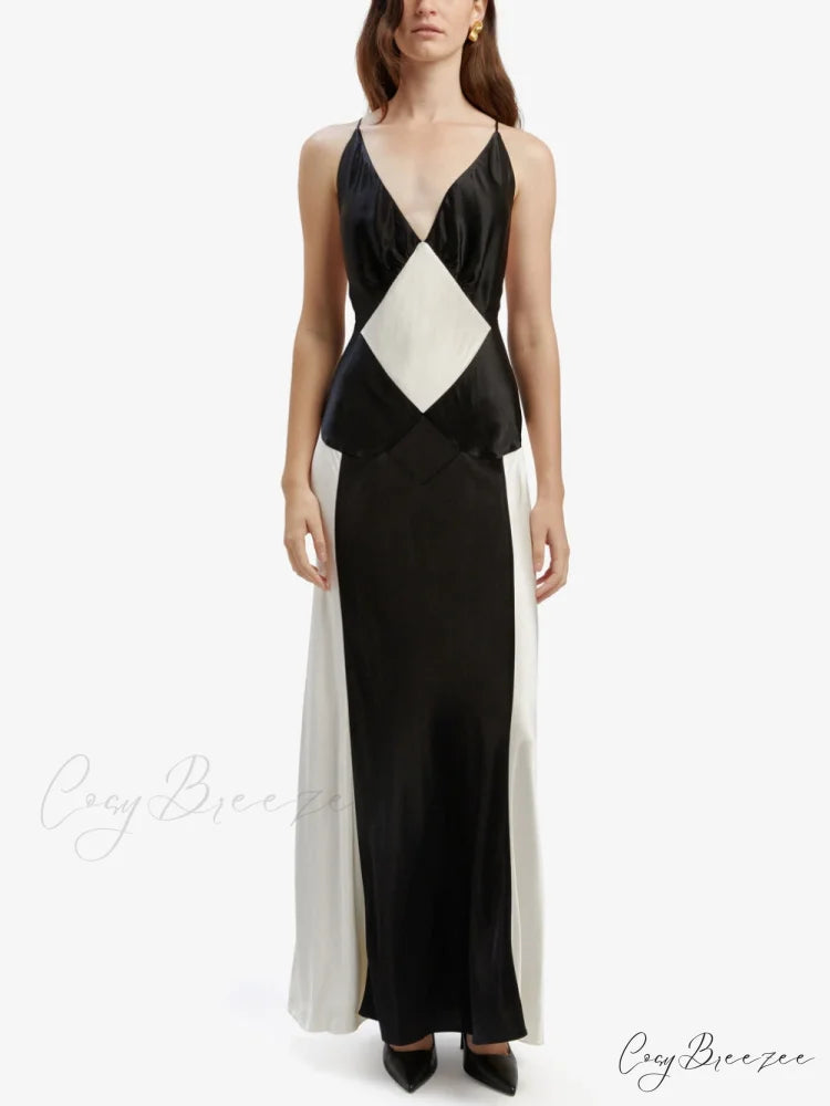 Black Ivory Stylish Contrast Maxi Dress