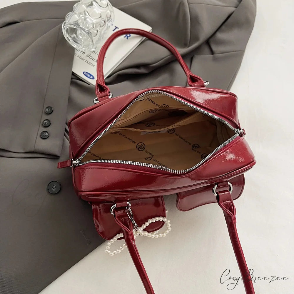 Black PU Leather Casual Bag shoulder-250126