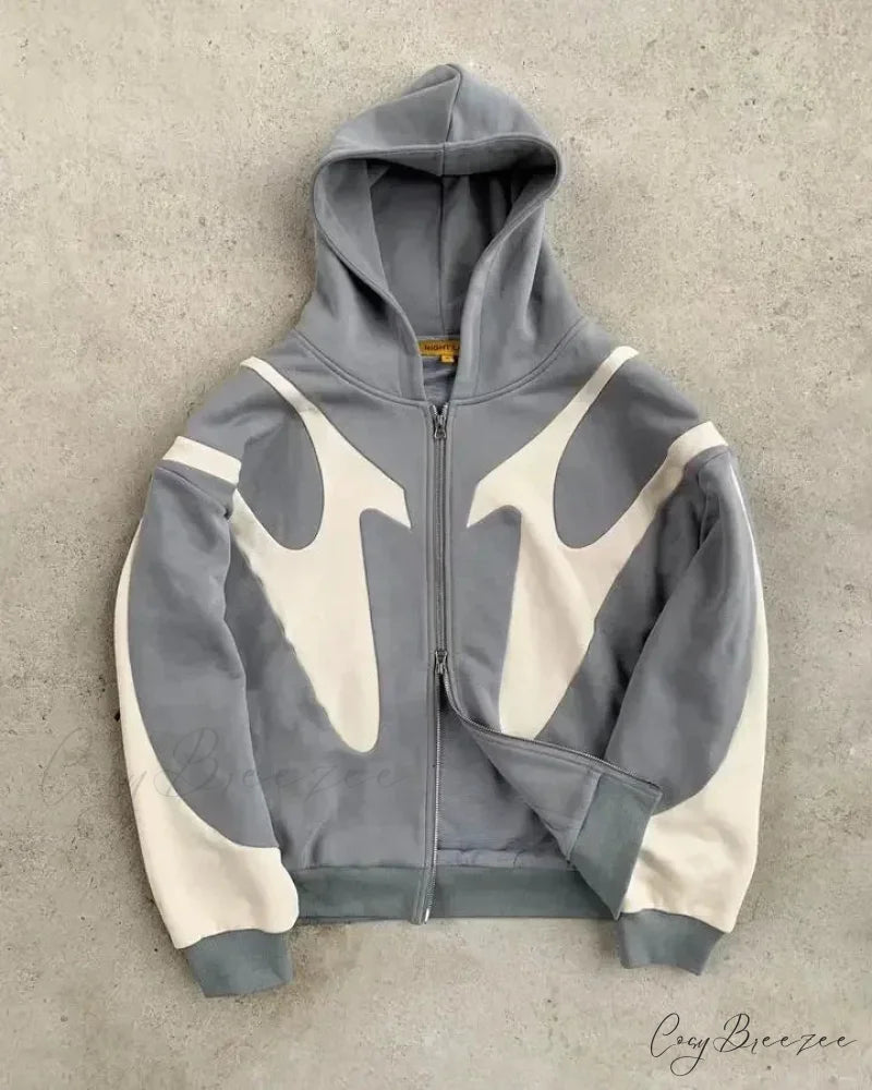Black Retro Demon Slayer Hoodie grey / S hoodies-241228