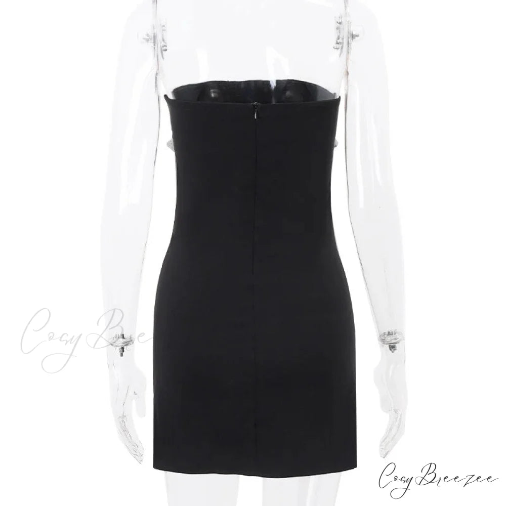 Black Tube Lace Charming Patchwork Mini Dress